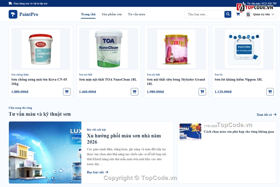 Paint,web bán sơn,website dự án